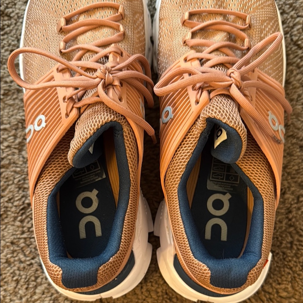 On Running Orange + Navy Athletic Shoes - Picture 5 of 8